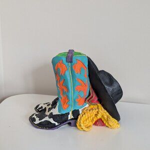 FUNKY COWBOY  BOOTS WITH HAT VINTAGE PIGGY BANK